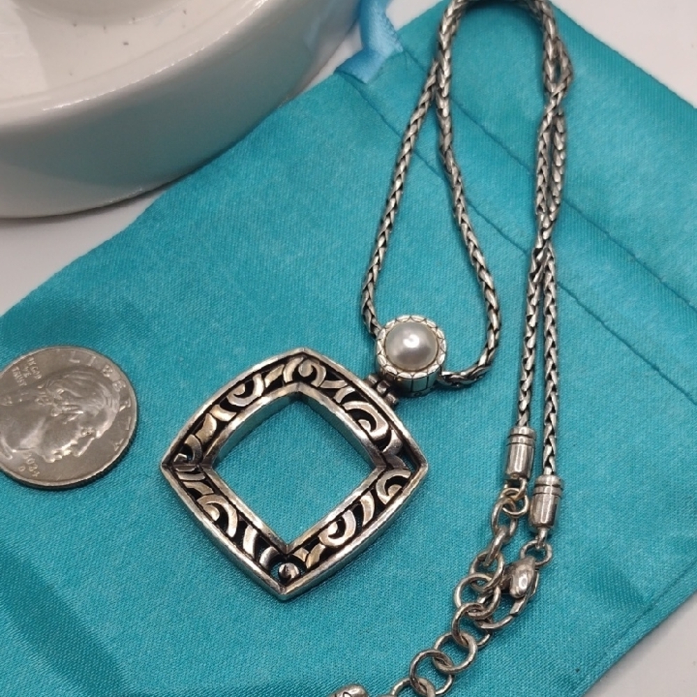 Brighton Silver and White Geometric Pendant Necklace